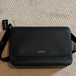 Michael Kors Black Leather Messenger Bag